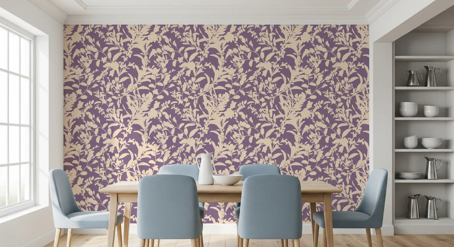 Papier peint silhouette botanique crème
