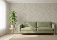 Serene crèmekleurig behang met botanische bladeren