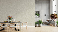 Serene crèmekleurig behang met botanische bladeren
