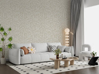Serene crèmekleurig behang met botanische bladeren