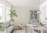Serene crèmekleurig behang met botanische bladeren
