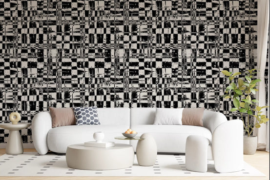 Abstracte inktrooster-muurschilderingbehang