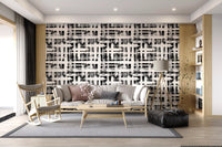 Monochrome behang met kruisarceringstextuur