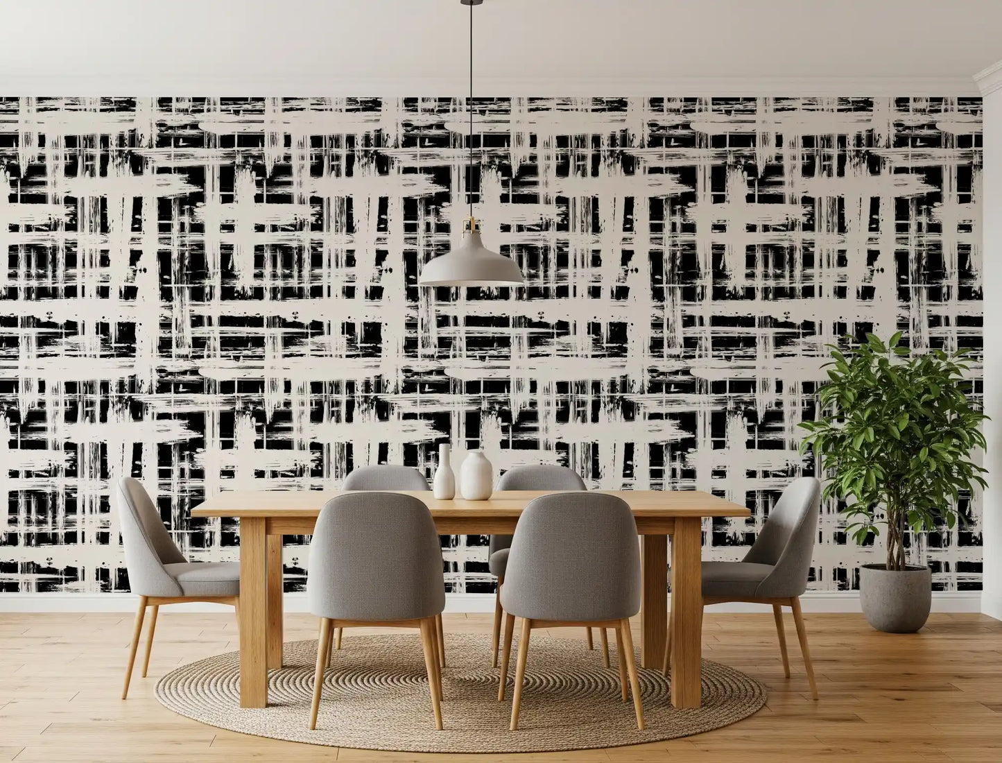 Monochrome behang met kruisarceringstextuur