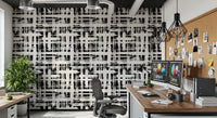 Monochrome behang met kruisarceringstextuur