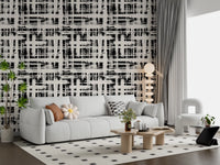 Monochrome behang met kruisarceringstextuur