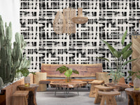 Monochrome behang met kruisarceringstextuur