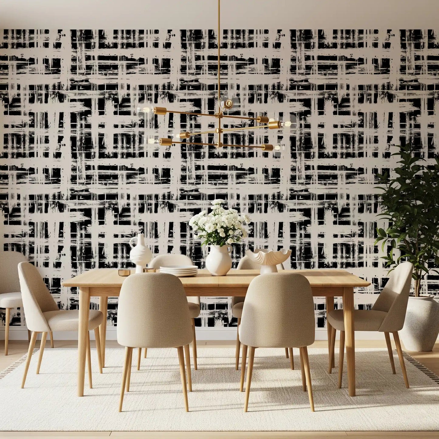 Monochrome behang met kruisarceringstextuur