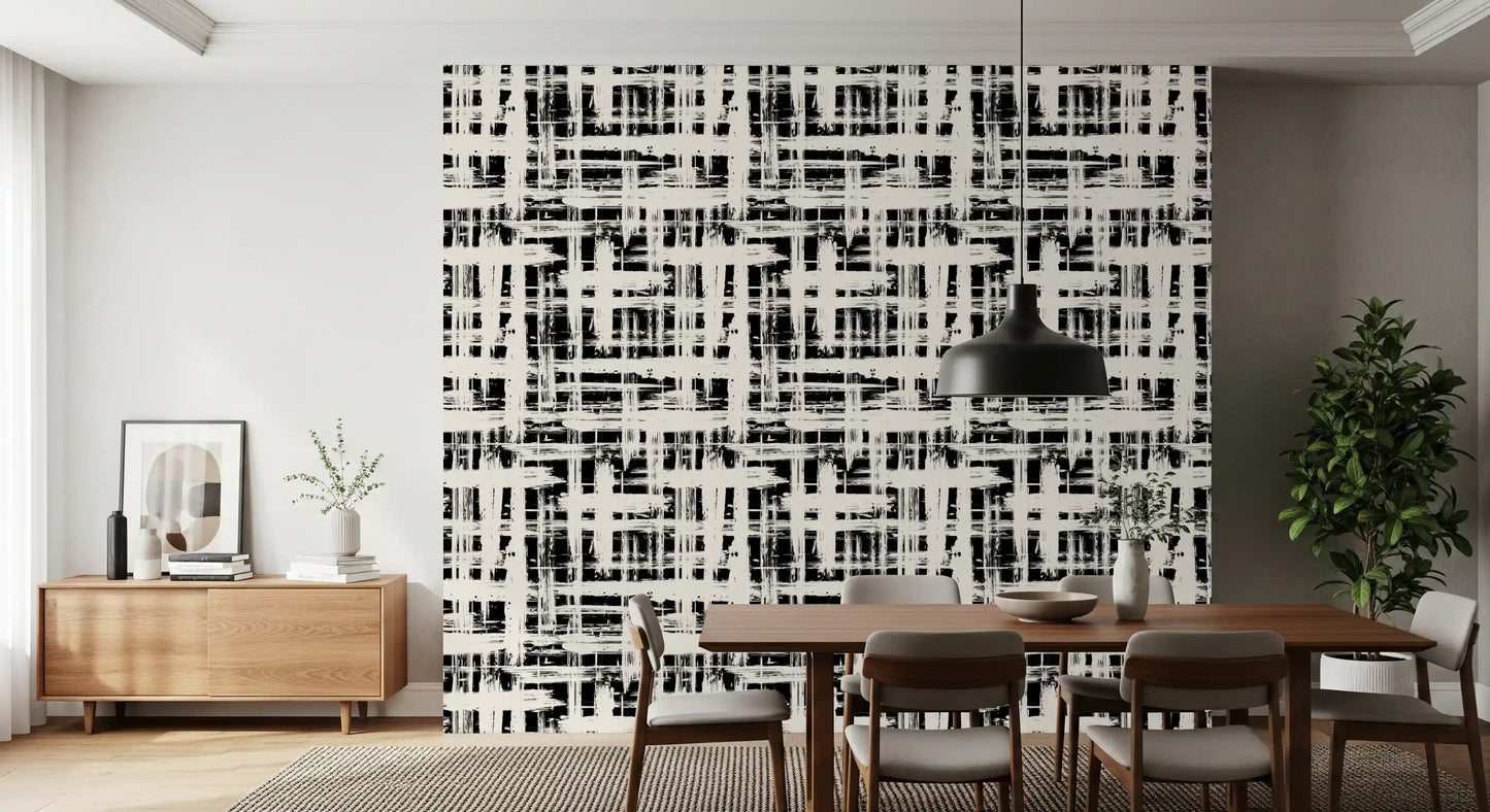 Monochrome behang met kruisarceringstextuur