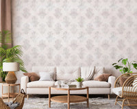 Tapet damasc gri minimalist, cu aspect periat