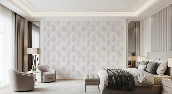 Minimalist Grey Brushed Damask Wallpaper⁠