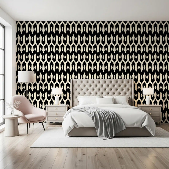 Abstract Interlocking Diamond Motif Wallpaper⁠