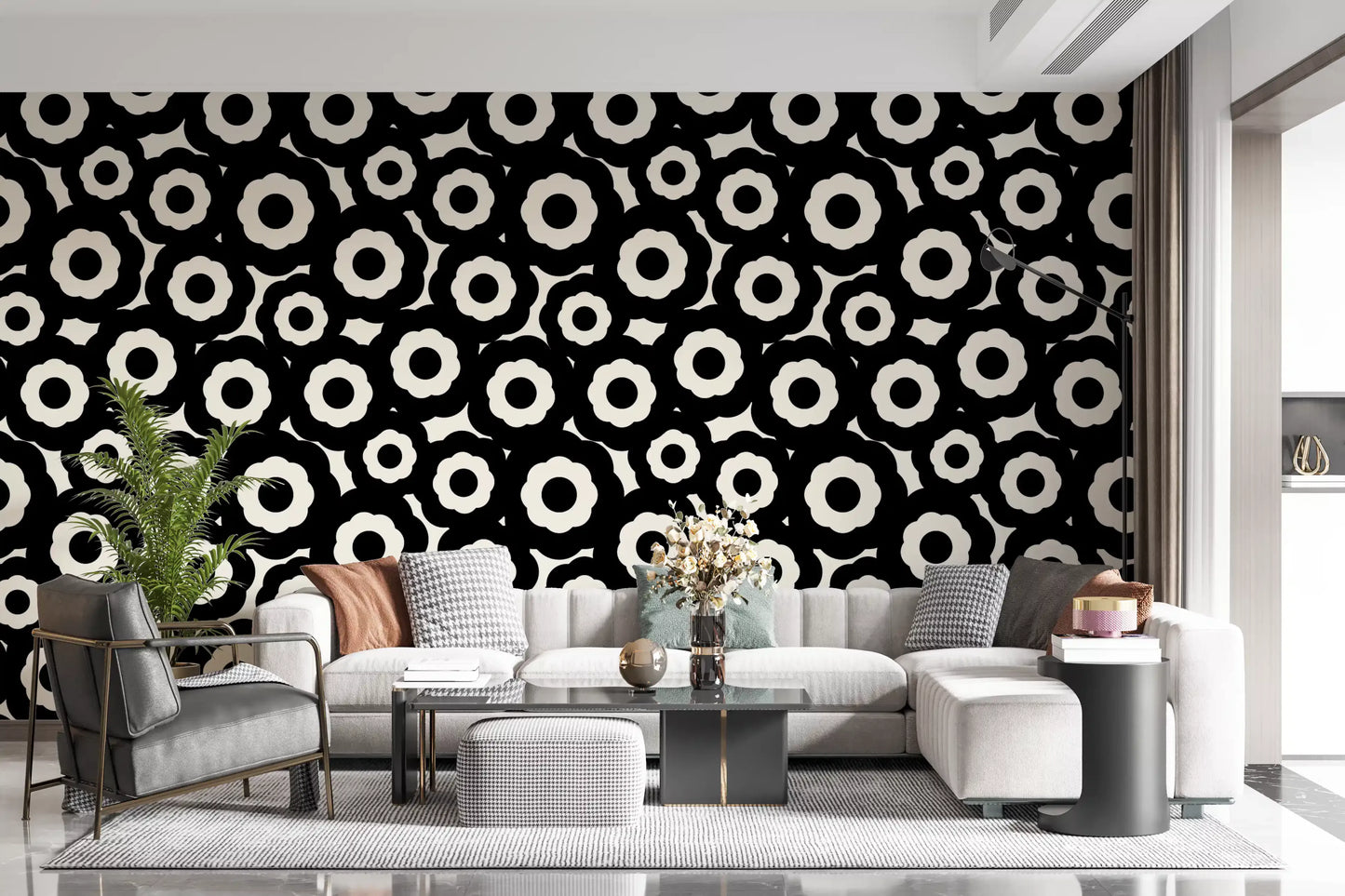 Papier peint à motif floral moderniste répétitif