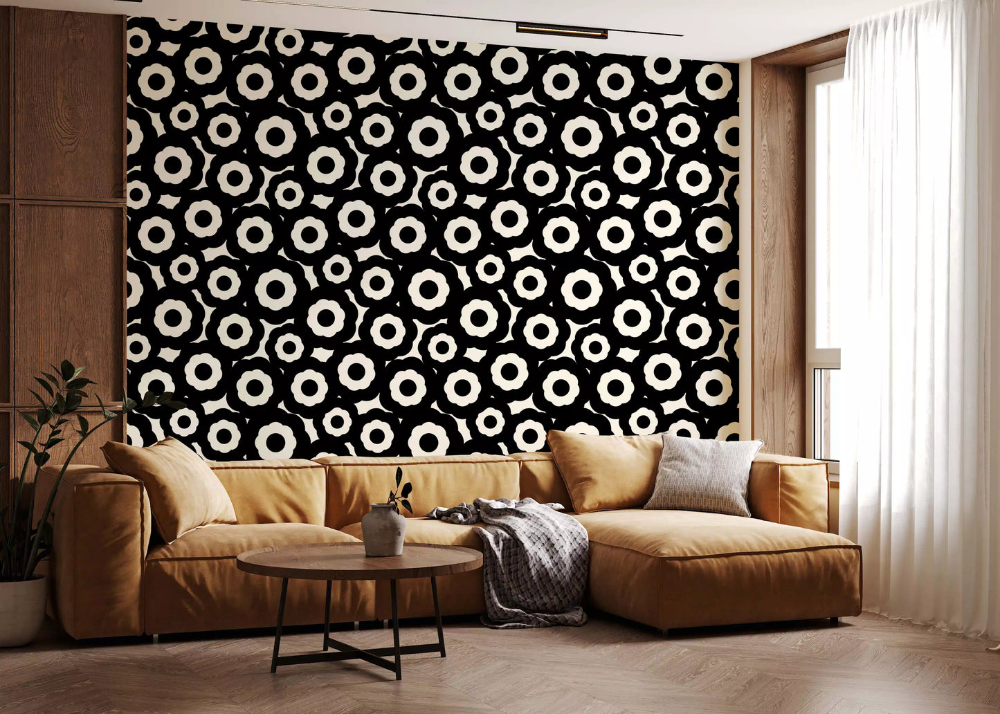 Papier peint à motif floral moderniste répétitif