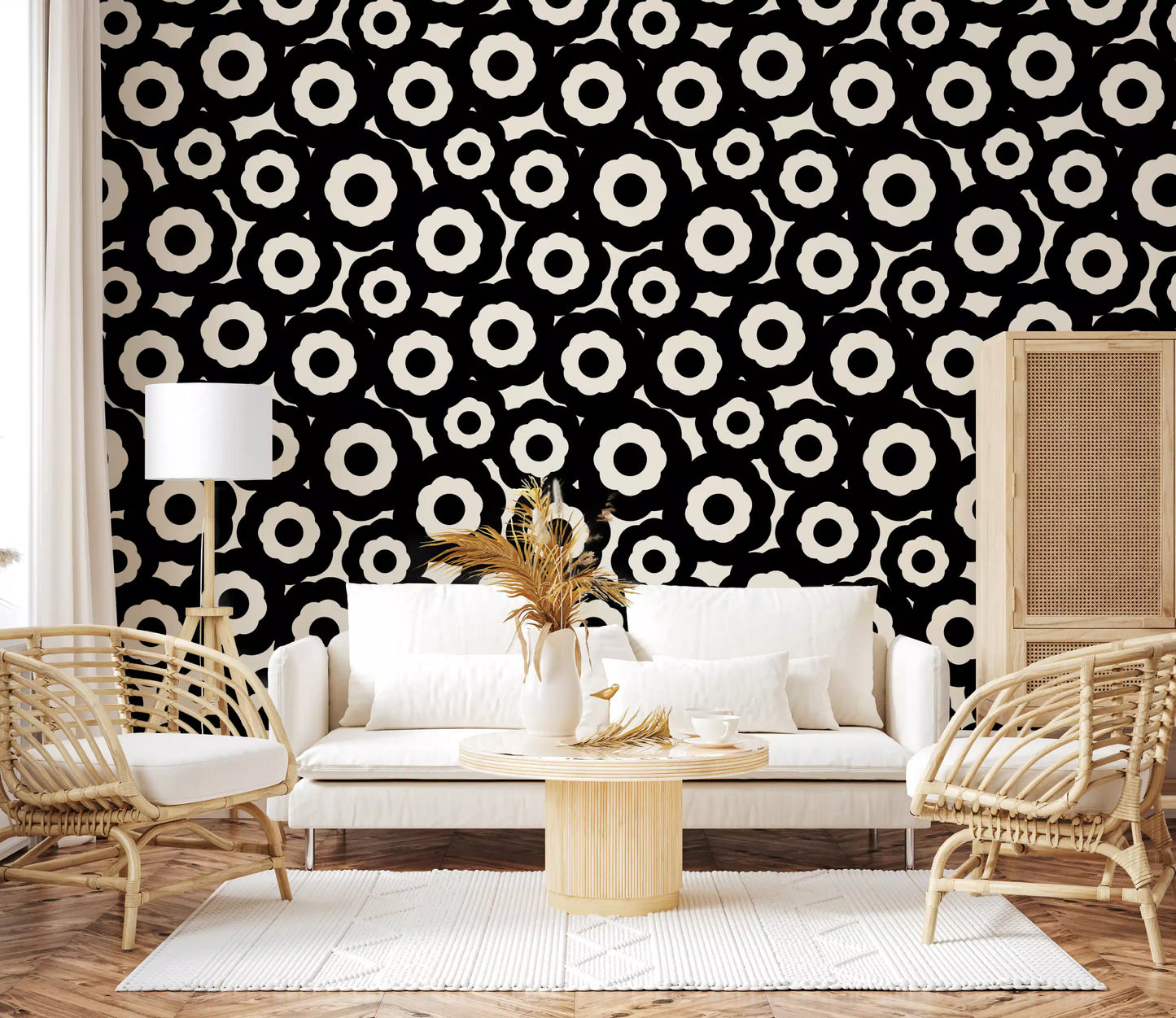 Papier peint à motif floral moderniste répétitif