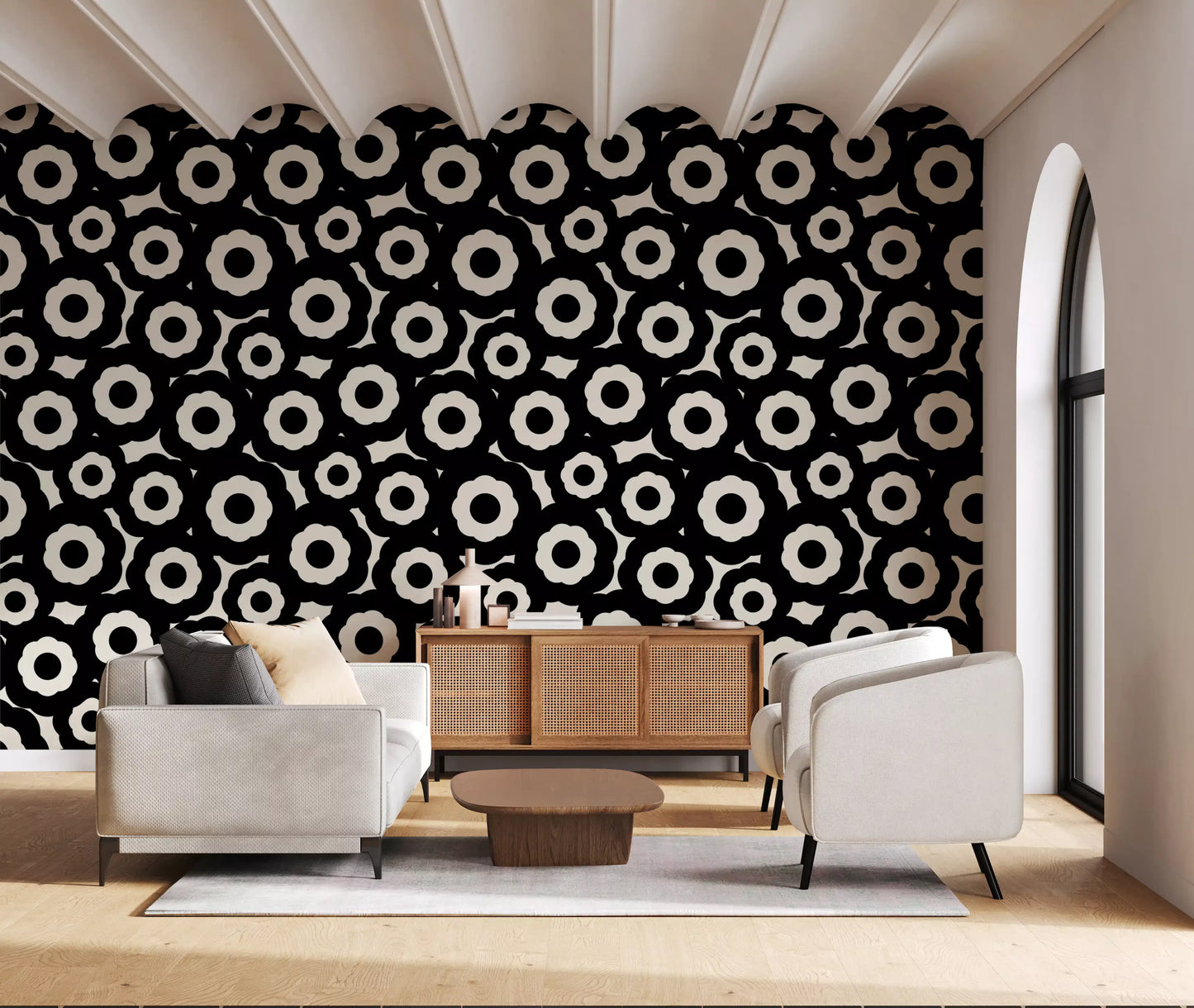 Papier peint à motif floral moderniste répétitif