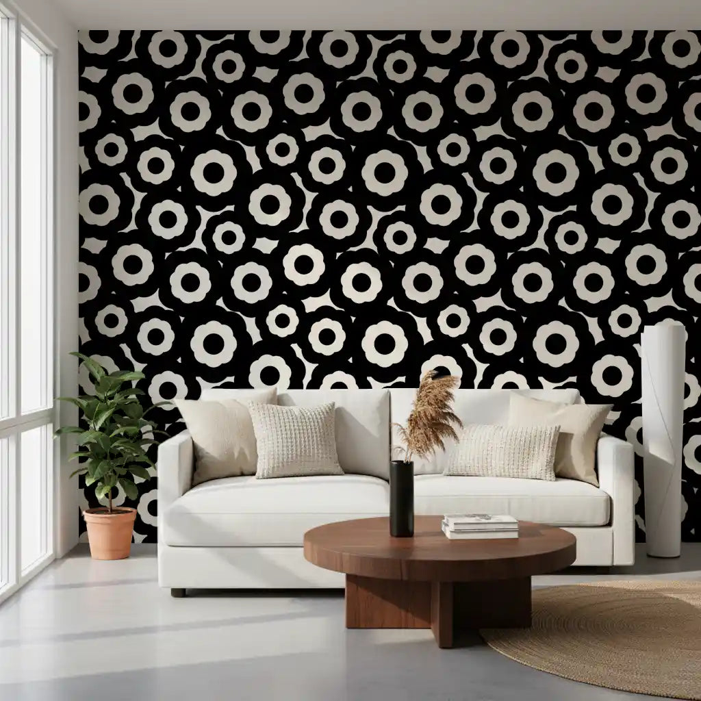 Papier peint à motif floral moderniste répétitif