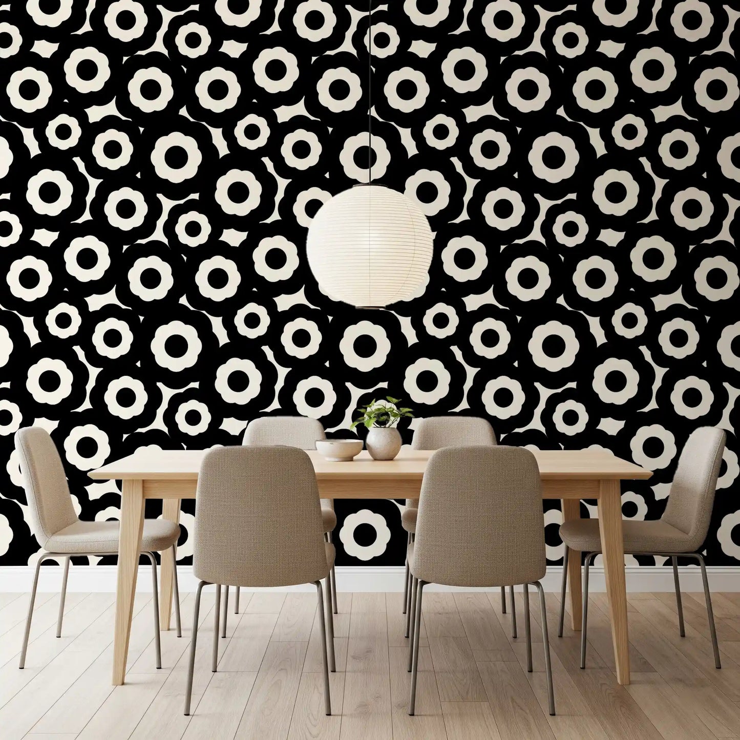 Papier peint à motif floral moderniste répétitif