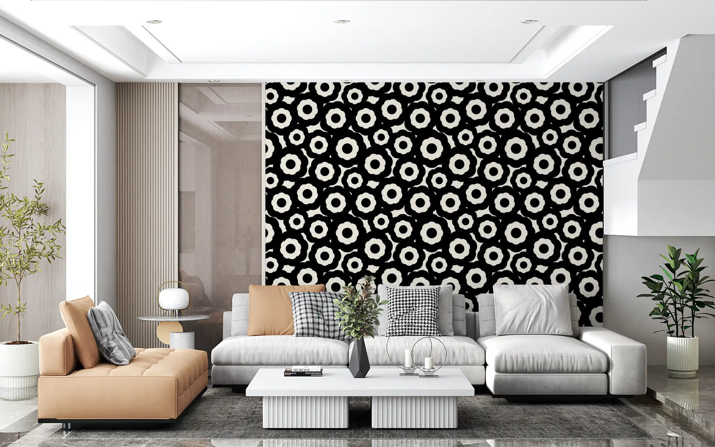 Papier peint à motif floral moderniste répétitif