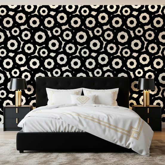 Modernist Flower Repeat Pattern Wallpaper⁠
