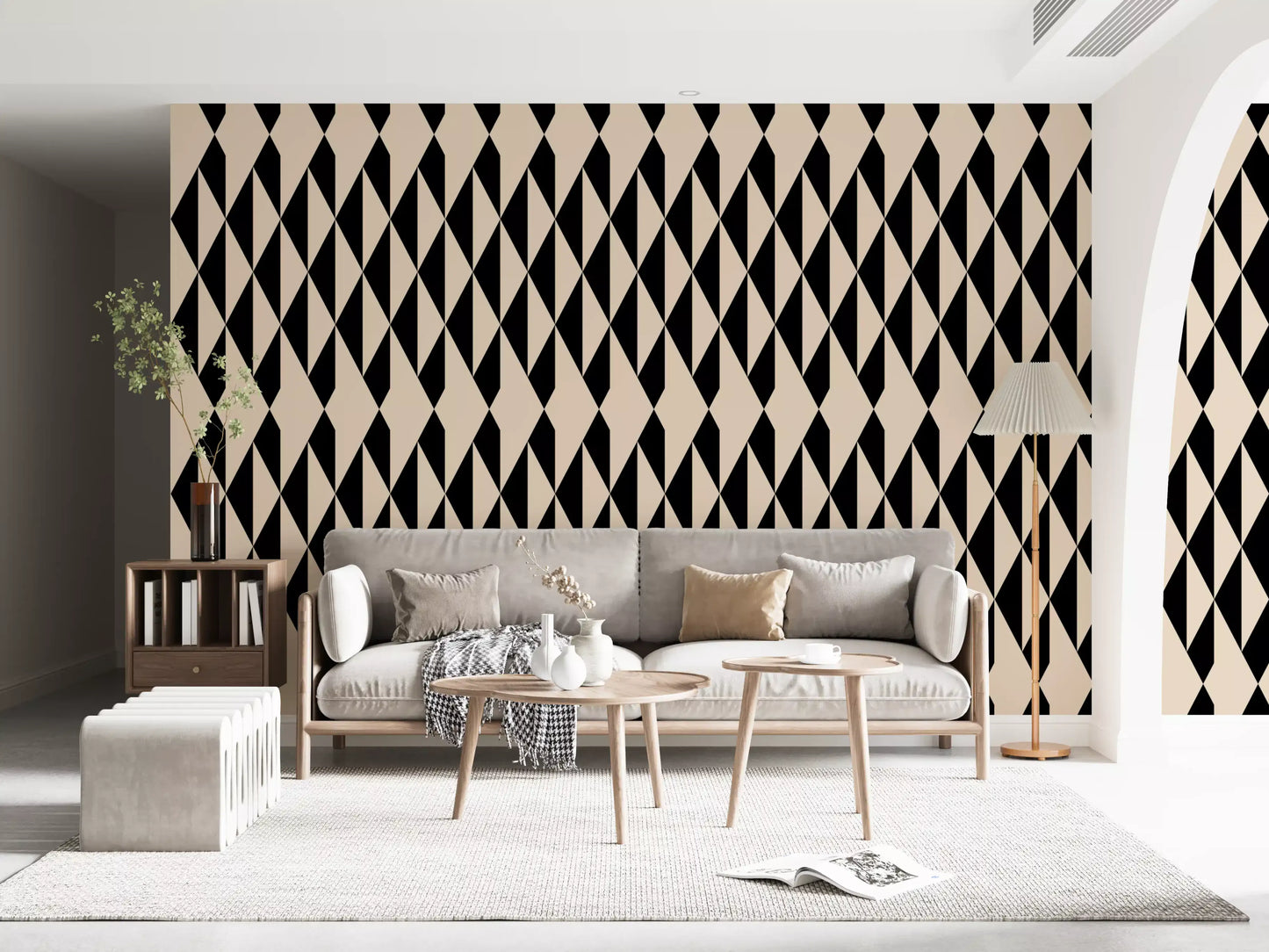 Monochrome geometrische Rauten-Tapete