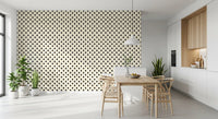 Papier peint minimaliste à motif de losanges noirs et crème en grille