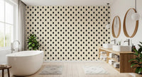 Papier peint minimaliste à motif de losanges noirs et crème en grille