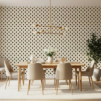 Papier peint minimaliste à motif de losanges noirs et crème en grille