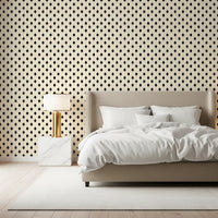 Papier peint minimaliste à motif de losanges noirs et crème en grille