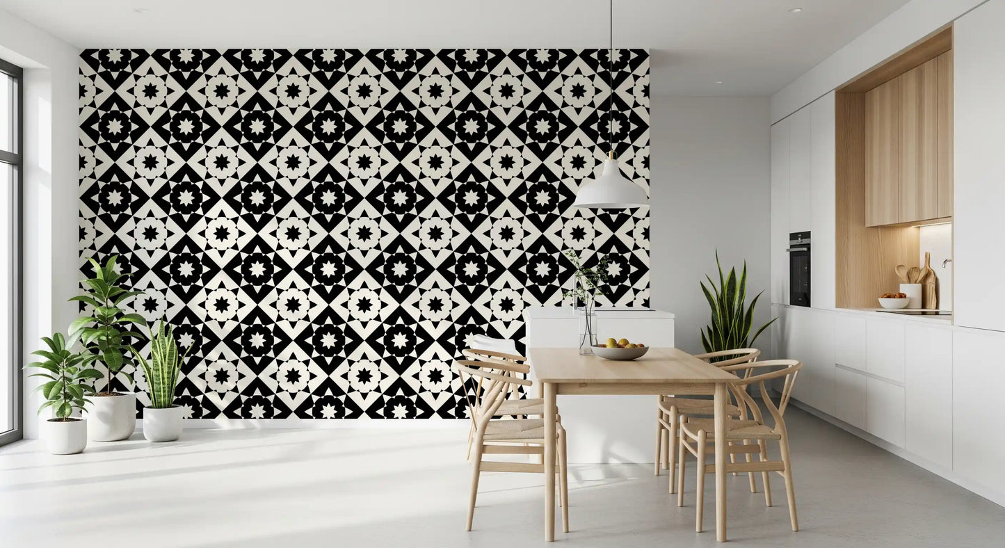 Papier peint à motif géométrique graphique en étoile rayonnante