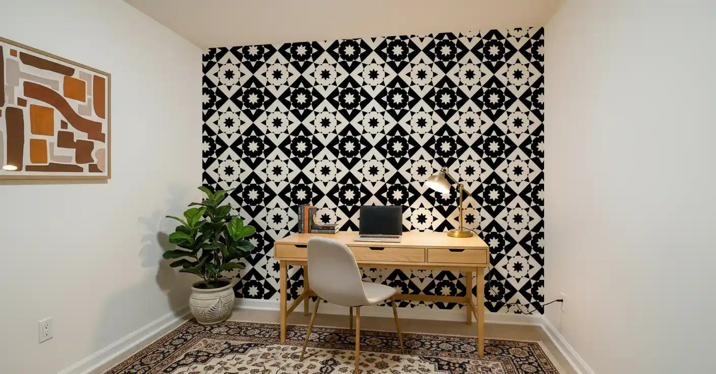 Papier peint à motif géométrique graphique en étoile rayonnante