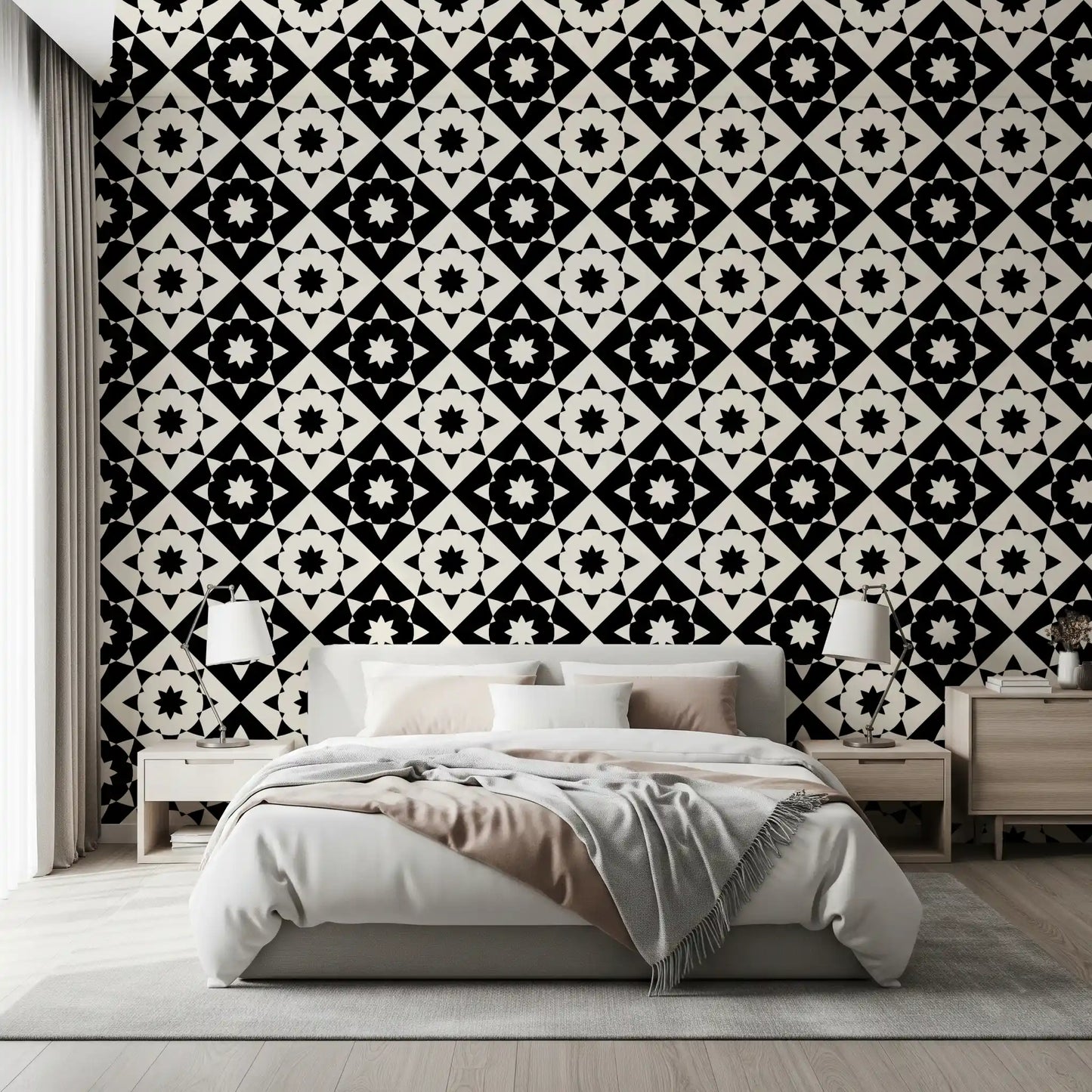 Papier peint à motif géométrique graphique en étoile rayonnante