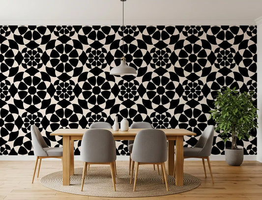 Geometrische monochrome Kreisraster-Tapete