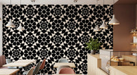 Carta da parati geometrica monocromatica con griglia di cerchi