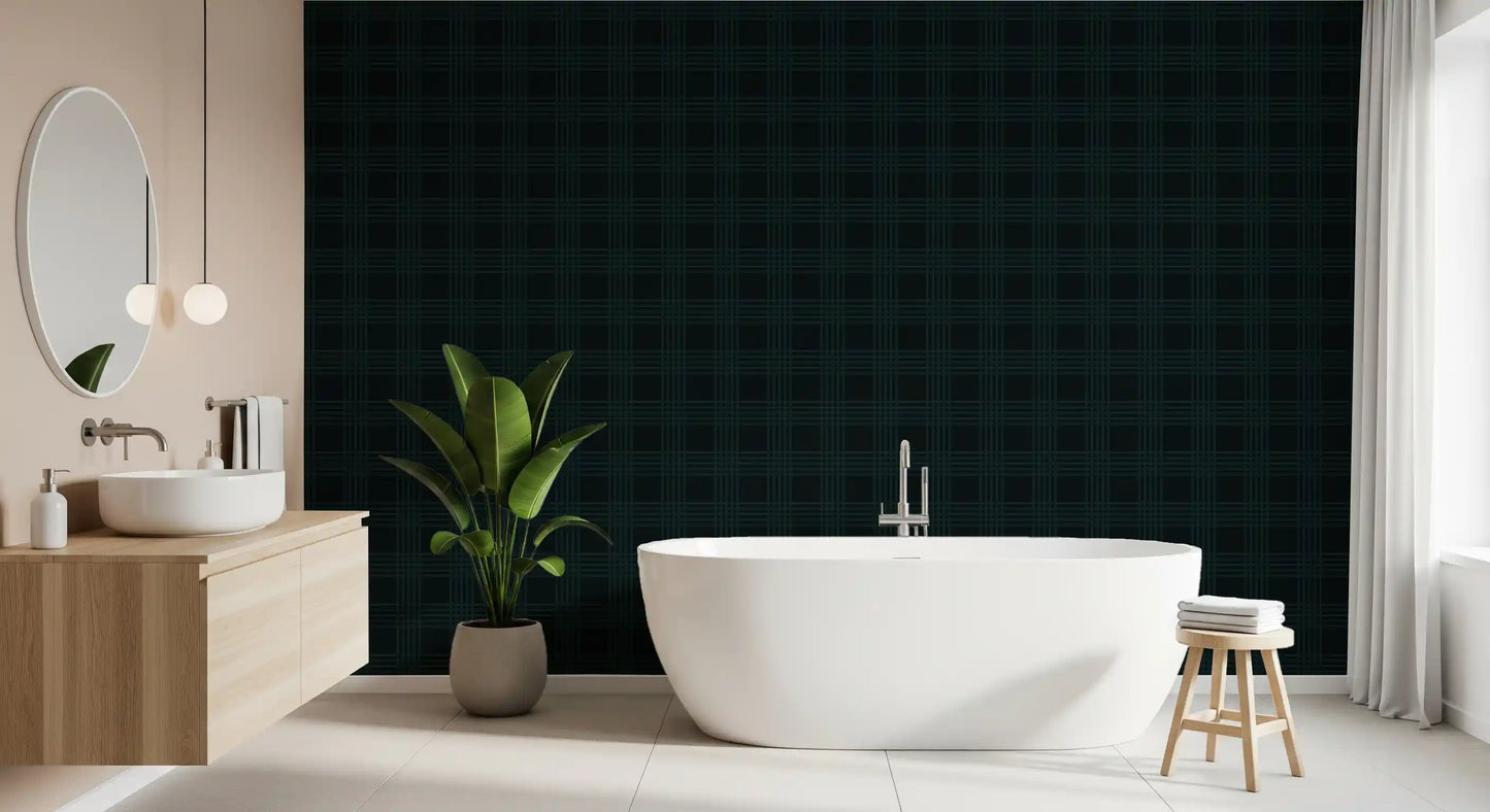 Tapeta w kolorze ciemnozielonym „Midnight Grid”