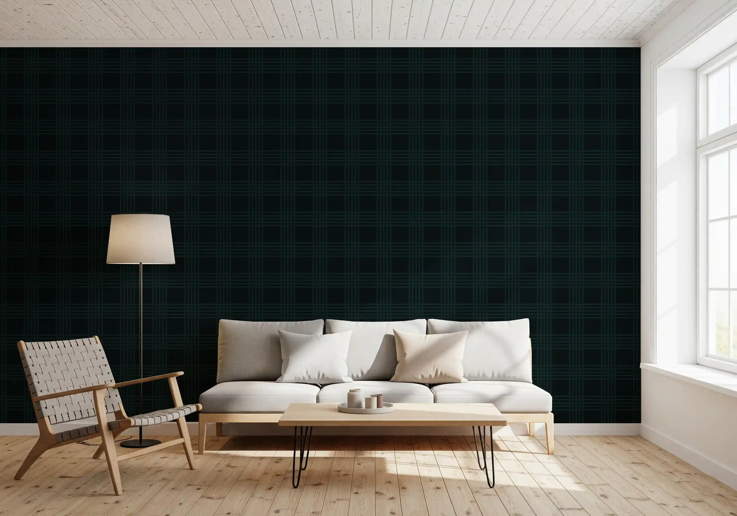 Tapeta w kolorze ciemnozielonym „Midnight Grid”