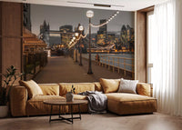 Twilight Riverside Promenade Wall Mural