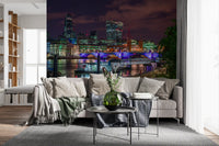 Kvällsstadsvy över Themsen – väggmålning wallpaper
