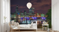 Fototapet med Thames-floden i urban nattebelysning