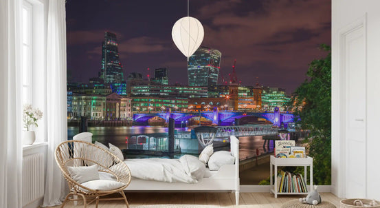 Thames River Urban Night Wall Mural