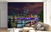 Fototapet med Thames-floden i urban nattebelysning