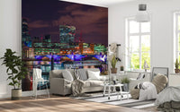 Fototapet med Thames-floden i urban nattebelysning