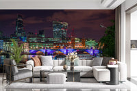 Fototapet med Thames-floden i urban nattebelysning
