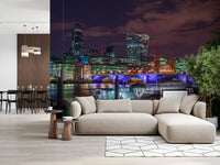 Fototapet med Thames-floden i urban nattebelysning