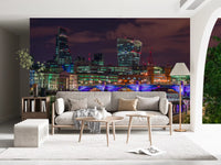 Fototapet med Thames-floden i urban nattebelysning