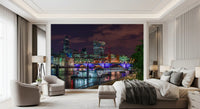 Fototapet med Thames-floden i urban nattebelysning