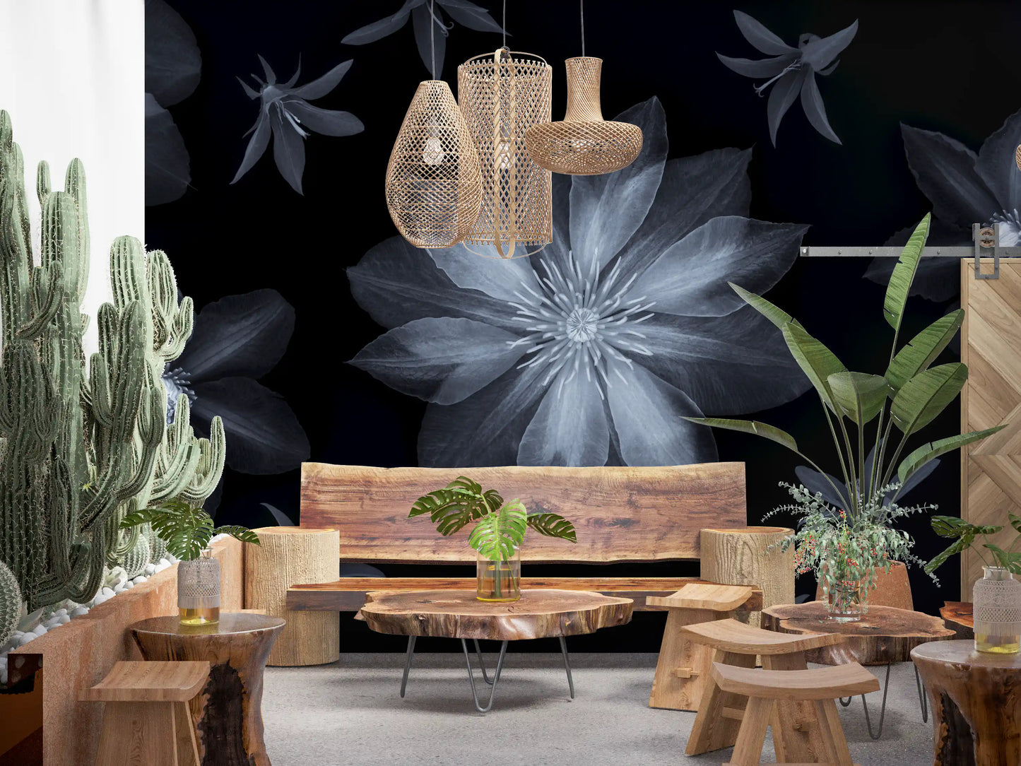Ethereal Night Flora Wall Mural