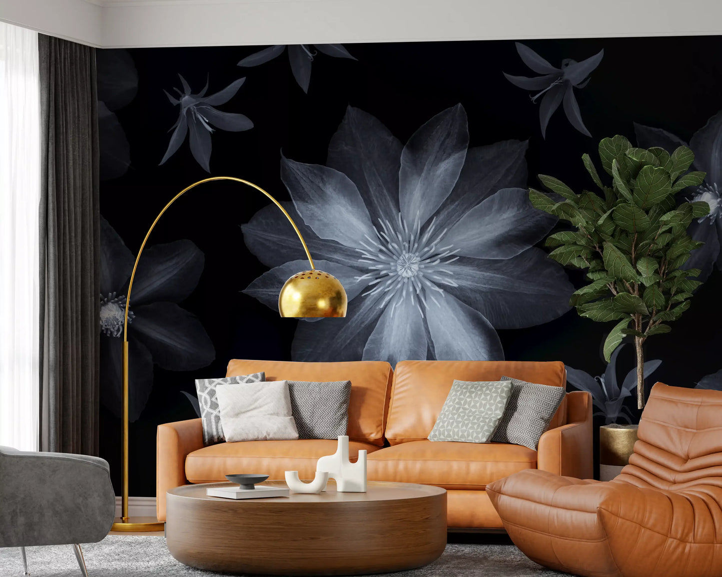 Ethereal Night Flora Wall Mural