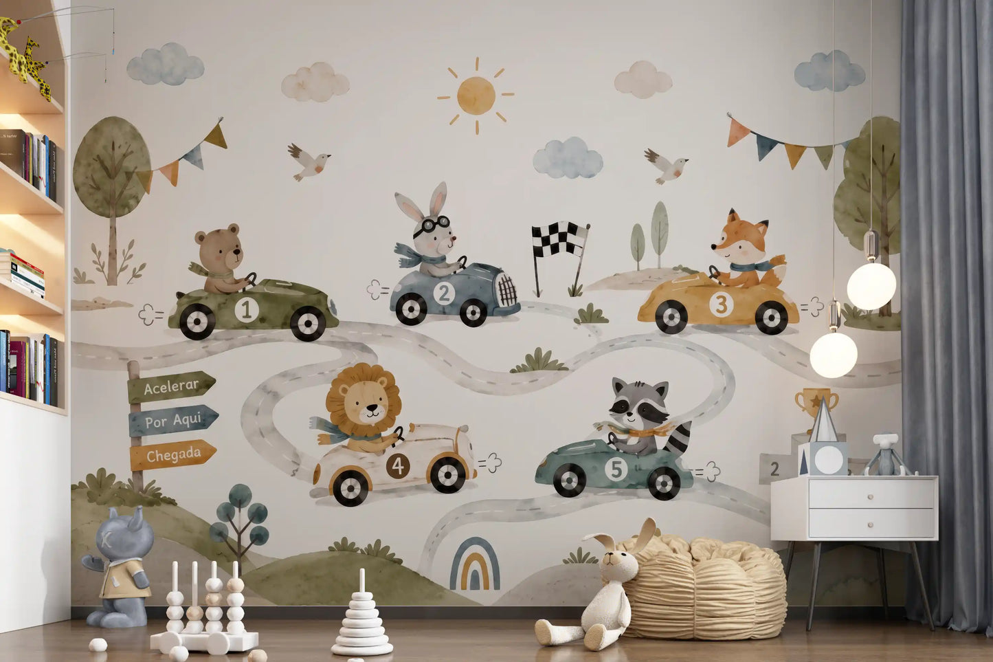 Animal Race Adventure Wall Mural