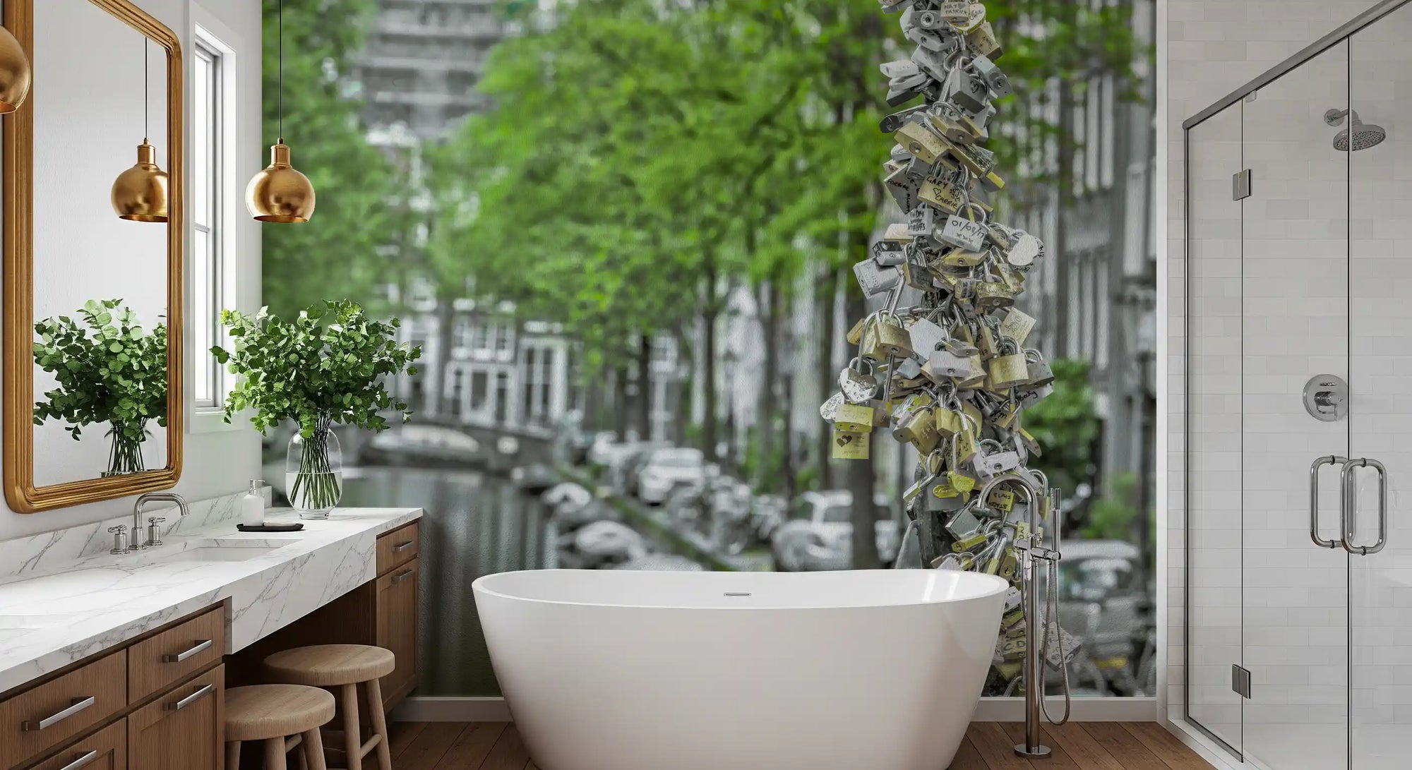 Romantic Bridge Padlocks Wall Mural